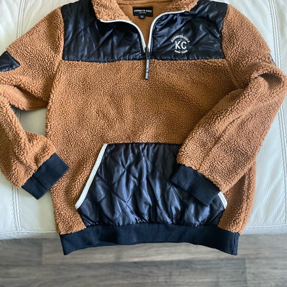 Kenneth Cole Tan and Black Sherpa Pullover